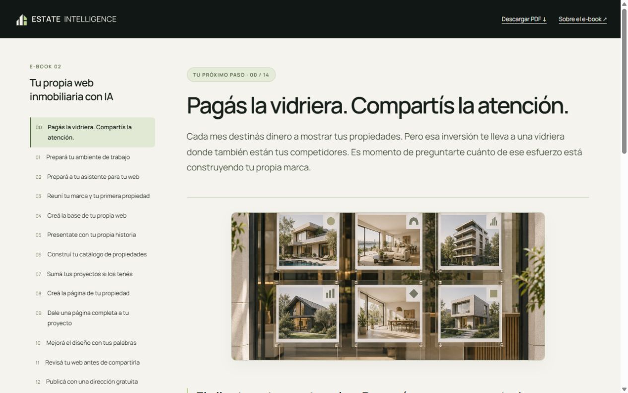 Vista real de la guía web presentada en una computadora